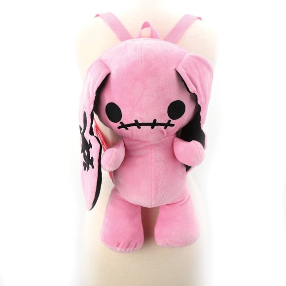 Key West Goth Pink Plush Bunny Backpack - Picture 3 of 5